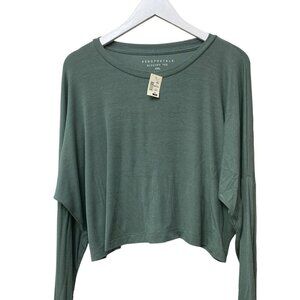 AEROPOSTALE Slouchy Tee XXL Green Long Sleeve Rayon Soft Ribbed Knit NWT